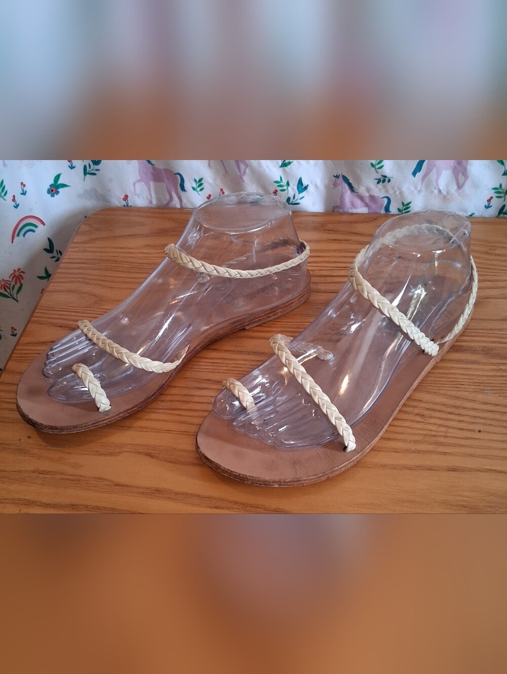 EUC Ancient Greek Sandal Eleftheria White Braided Leather Minimalist Shoe SZ 8.5